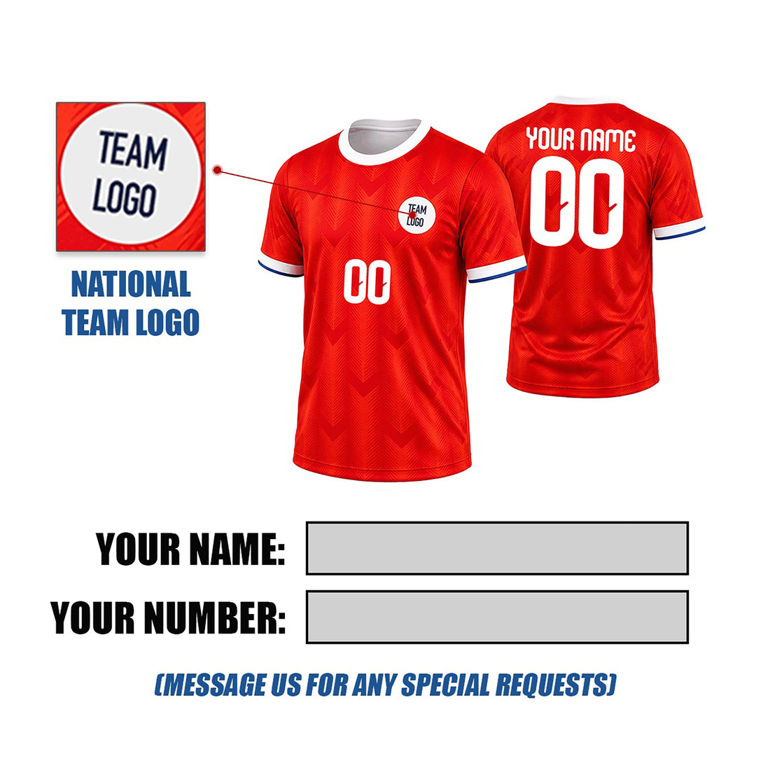 Personalized 2026 Chile Home Soccer Jersey – Custom Name & Number-1