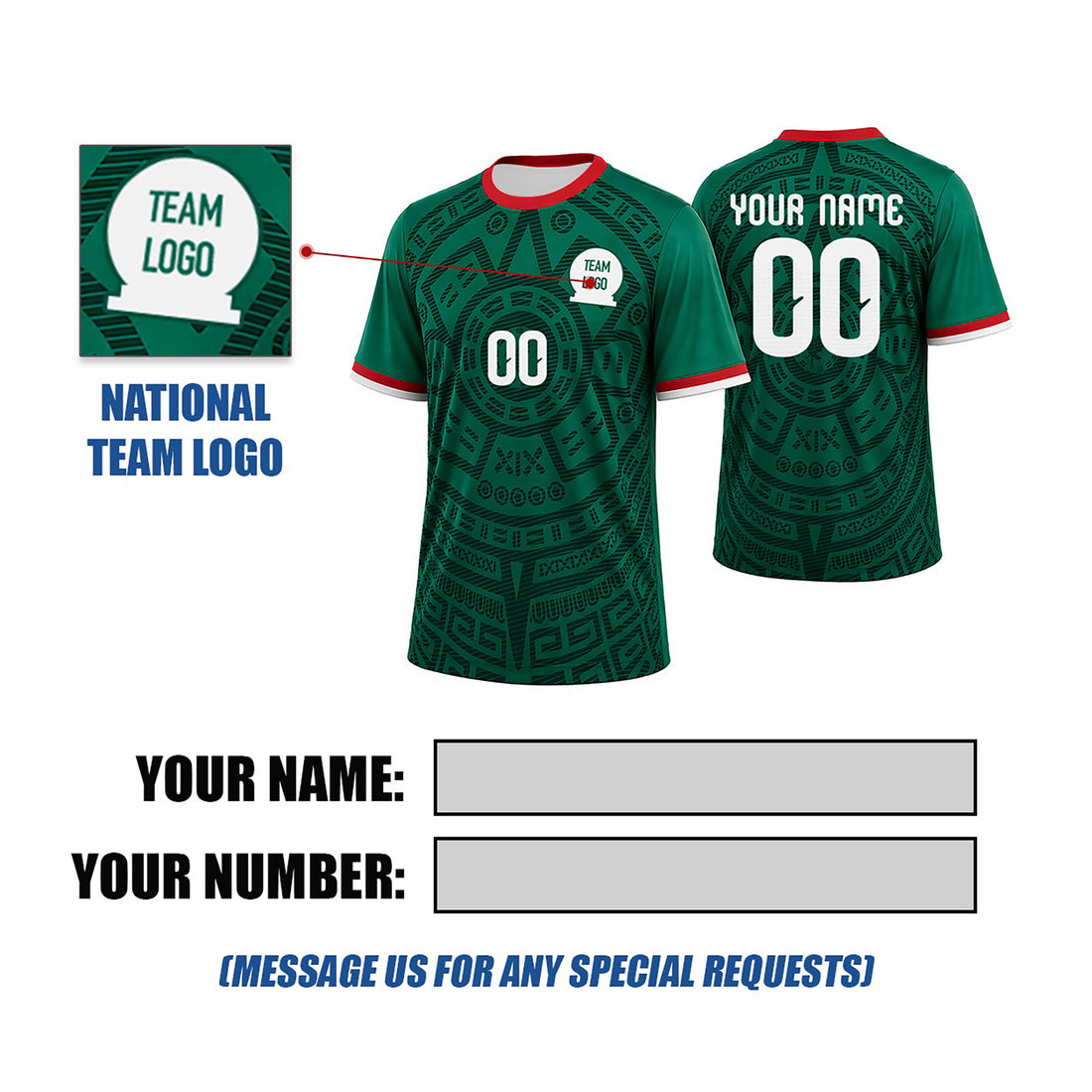 Personalized 2026 Mexico Home Soccer Jersey – Custom Name & Number-1