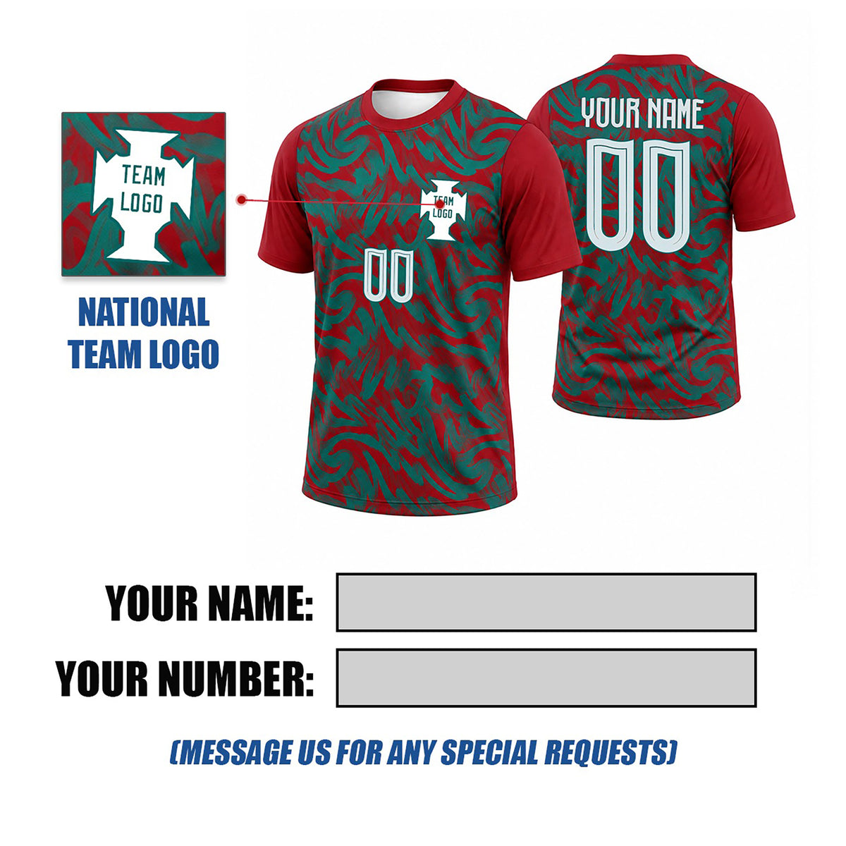 Personalized 2026 Portugal Red Pre-Match Soccer Jersey – Custom Name & Number-2