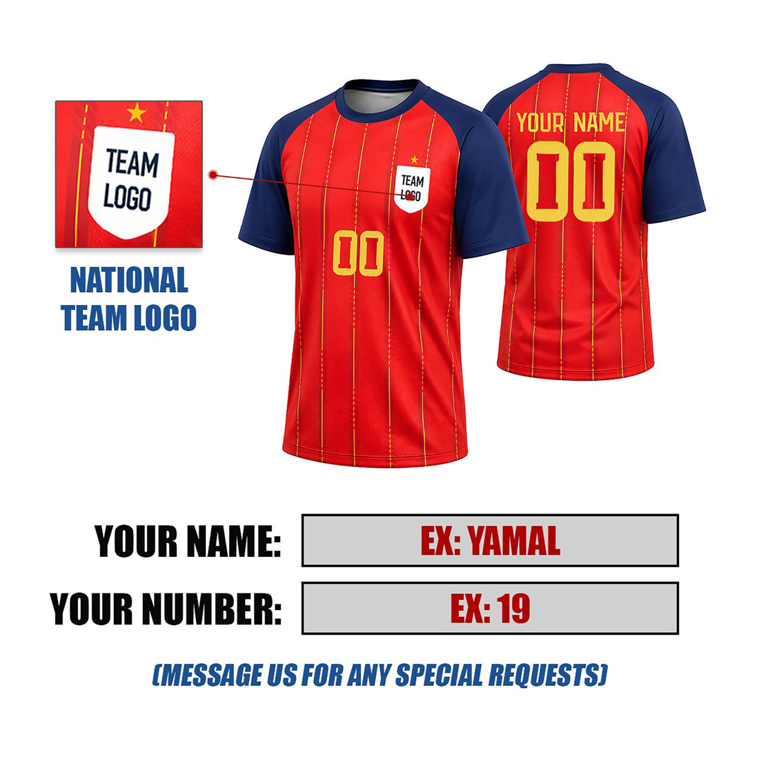 Personalized 2026 Spain Home Soccer Jersey – Custom Name & Number-1