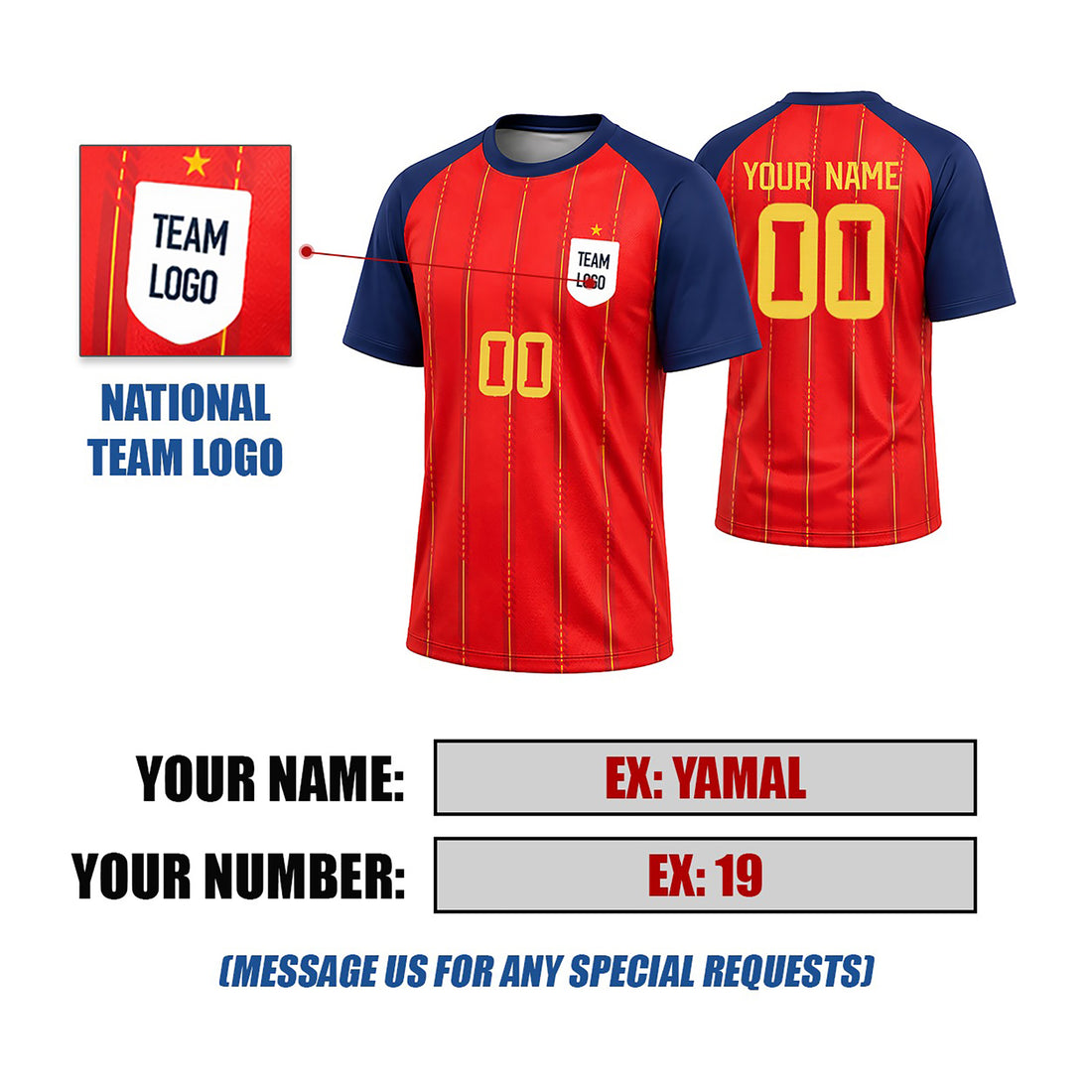 Personalized 2026 Spain Home Soccer Jersey – Custom Name & Number-1