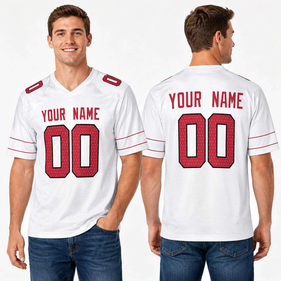 Personalized Arizona Cardinals Football Jersey - White Fan Style, Custom Name & Number-1