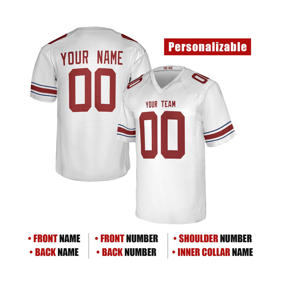 Personalized Arizona Cardinals Football Jersey - White Legacy Fan Style, Custom Name & Number-1