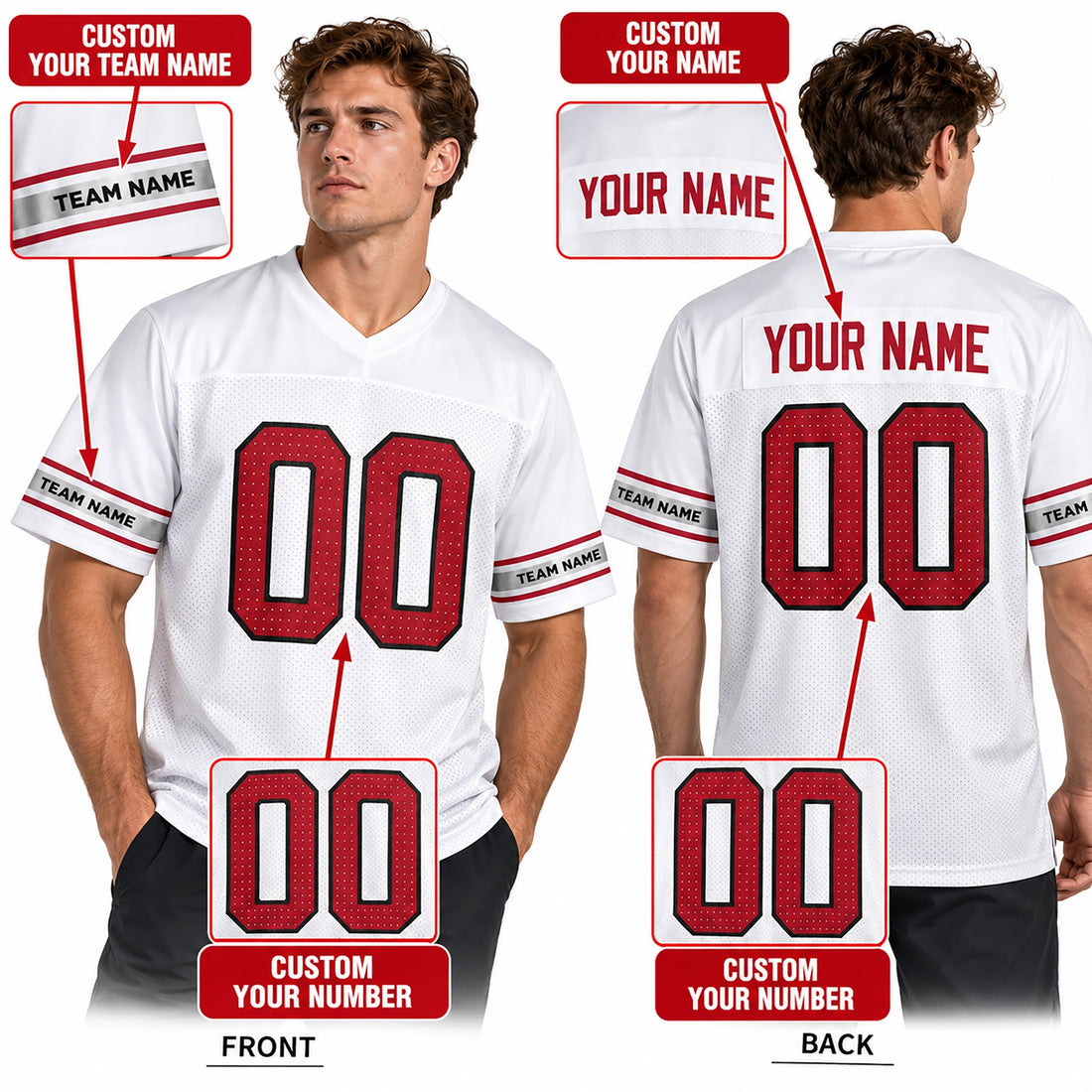 Personalized Arizona Cardinals Football Jersey – White Vapor F.U.S.E. Limited Style, Custom Name Patch, Team Name, Number & Logo-1