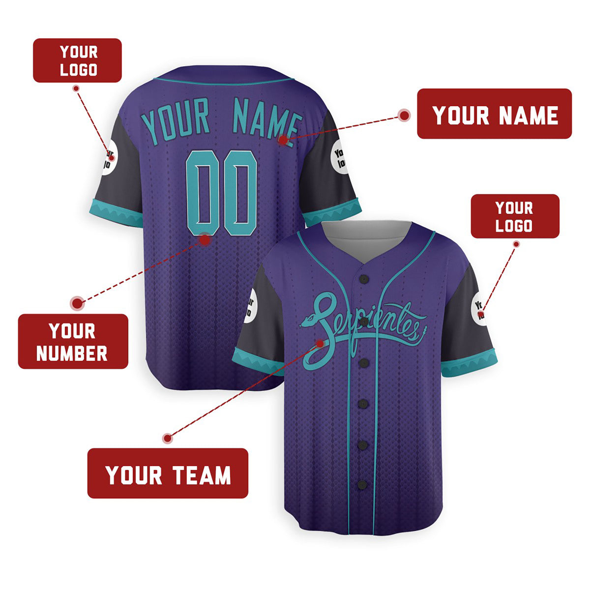 Personalized Arizona Diamondbacks Baseball Jersey - Purple Serpientes City Style, Custom Name & Number-2