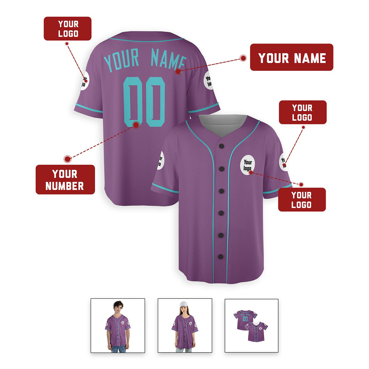Personalized Arizona Diamondbacks Baseball Jersey - Purple Teal Fan Style, Custom Name & Number-2