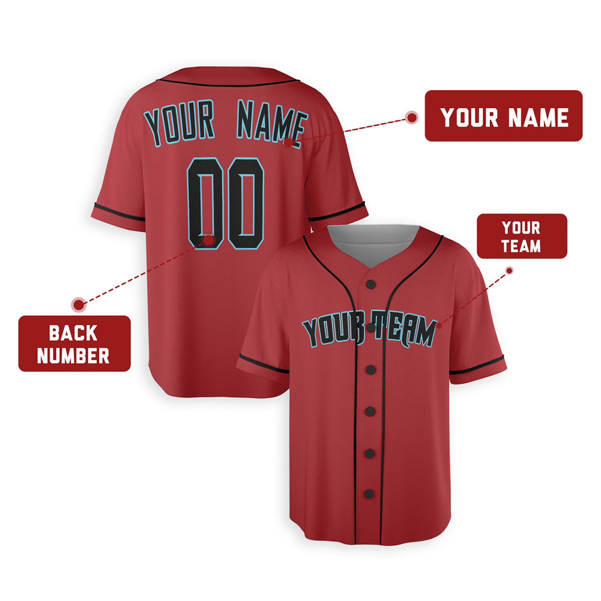 Personalized Arizona Diamondbacks Baseball Jersey - Red Alternate Style, Custom Name & Number-2