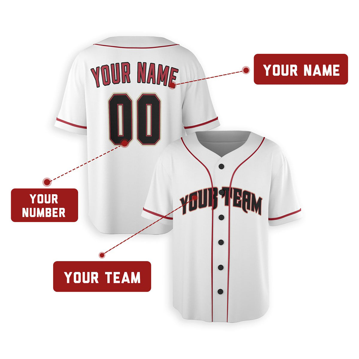 Personalized Arizona Diamondbacks Baseball Jersey - White Home Style 2, Custom Name & Number-2