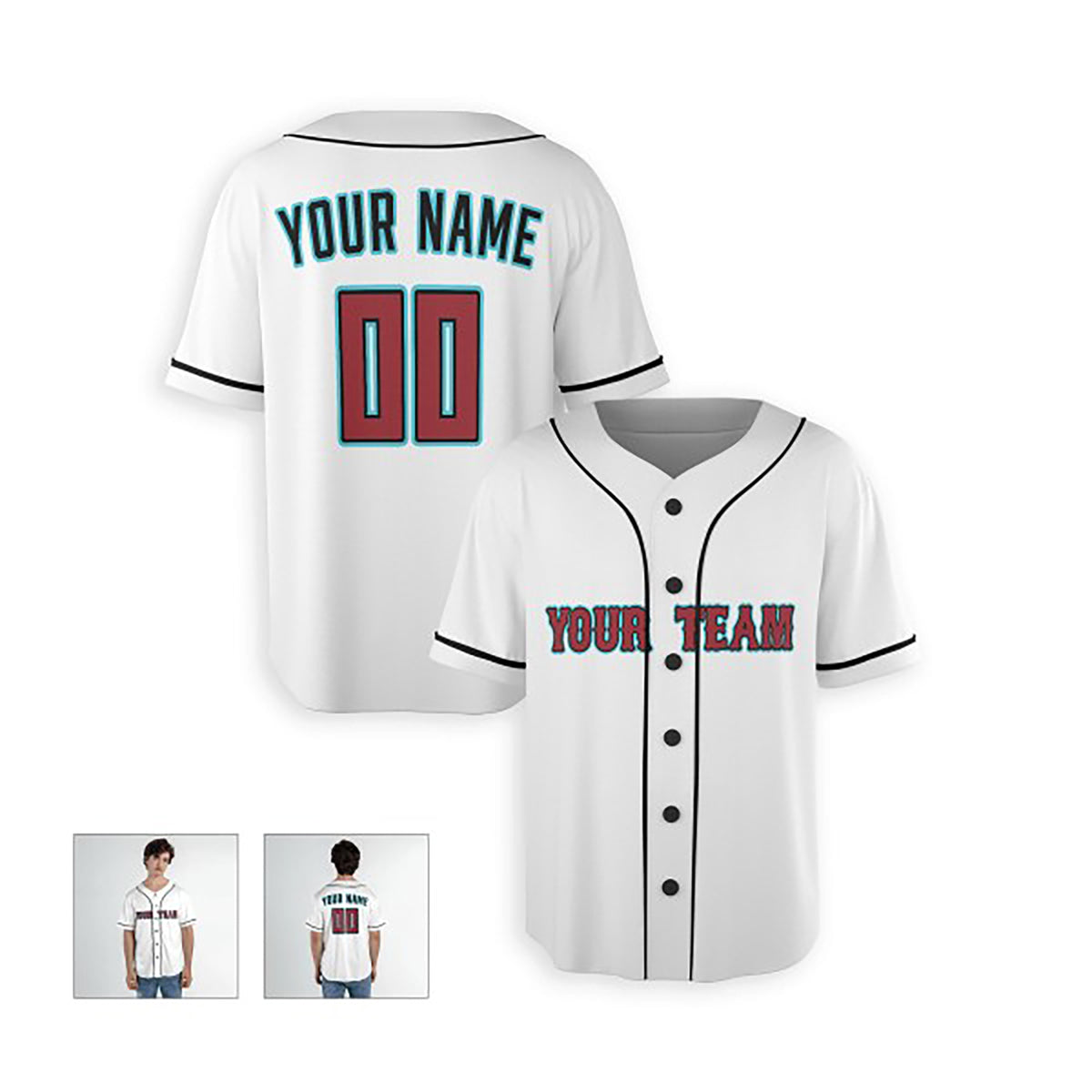 Personalized Arizona Diamondbacks Baseball Jersey - White Home Style, Custom Name & Number-3
