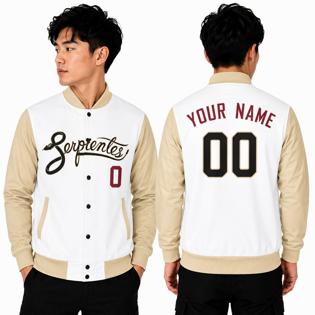 Personalized Arizona Diamondbacks Serpientes Varsity Jacket – White Sand City Style, Custom Name & Number-1