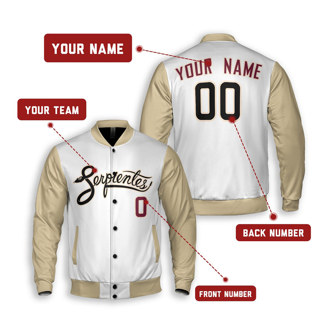 Personalized Arizona Diamondbacks Serpientes Varsity Jacket – White Sand City Style, Custom Name & Number-1