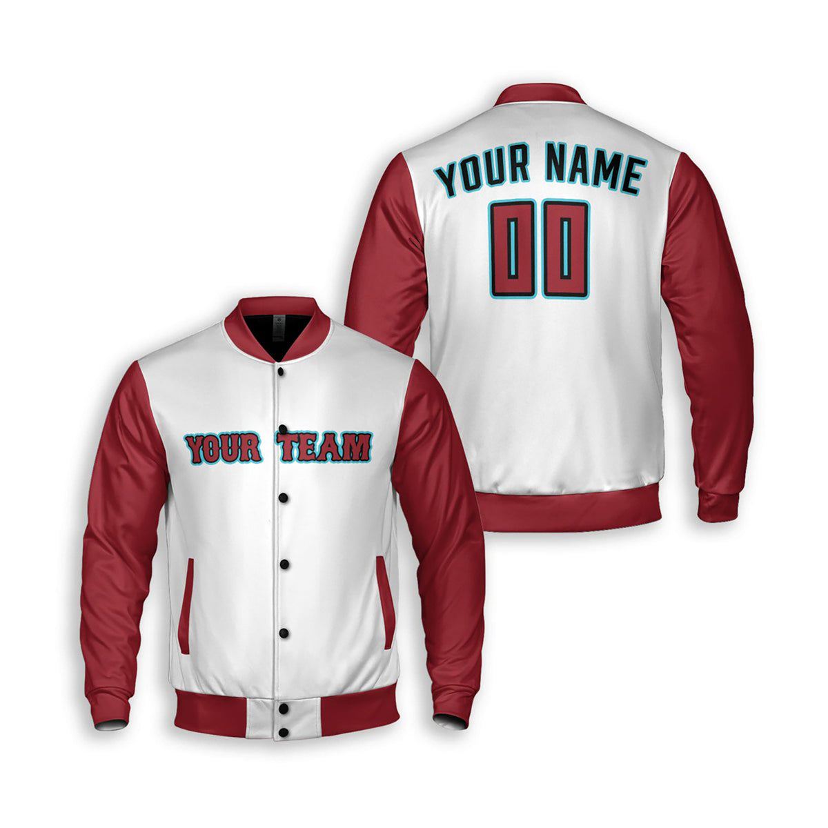 Personalized Arizona Diamondbacks Varsity Jacket – White Home Style, Custom Name & Number-3