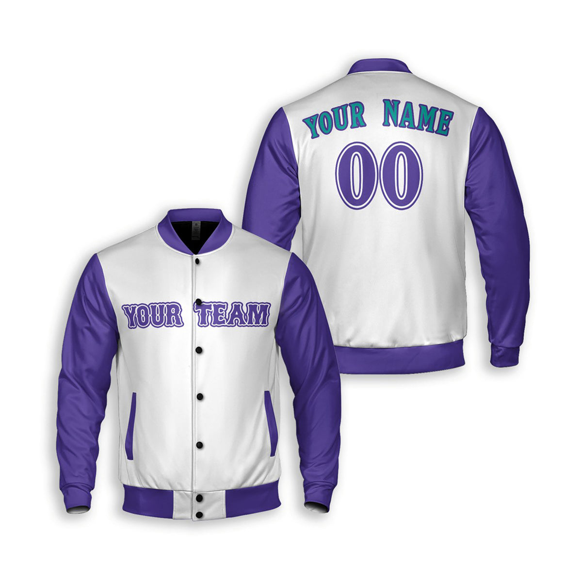 Personalized Arizona Diamondbacks Varsity Jacket – White Purple Heritage Style, Custom Name & Number-2