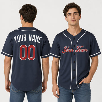 Personalized Atlanta Braves Baseball Jersey - Navy Alternate Style, Custom Name & Number-1
