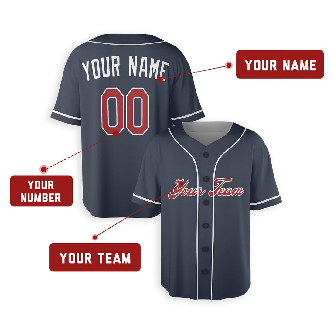 Personalized Atlanta Braves Baseball Jersey - Navy Alternate Style, Custom Name & Number-1