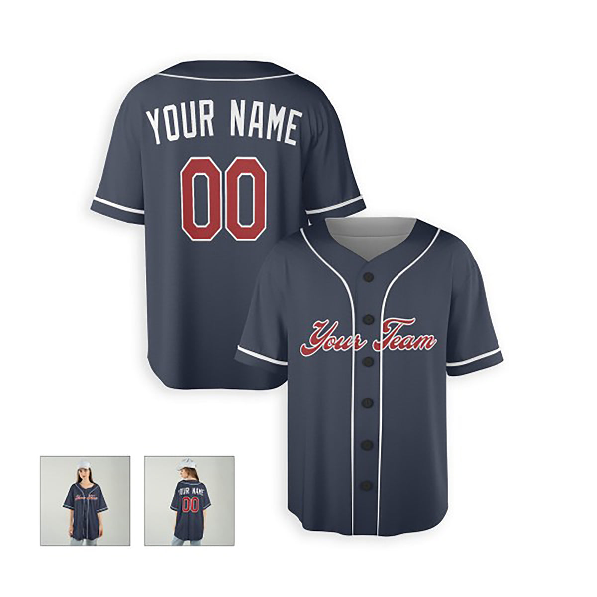 Personalized Atlanta Braves Baseball Jersey - Navy Alternate Style, Custom Name & Number-5