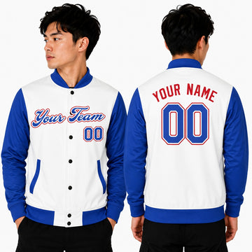 Personalized Atlanta Braves Varsity Jacket – White Blue City Style, Custom Name & Number-1