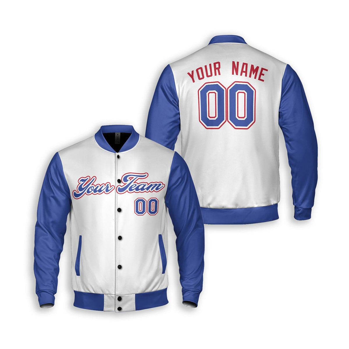 Personalized Atlanta Braves Varsity Jacket – White Blue City Style, Custom Name & Number-3