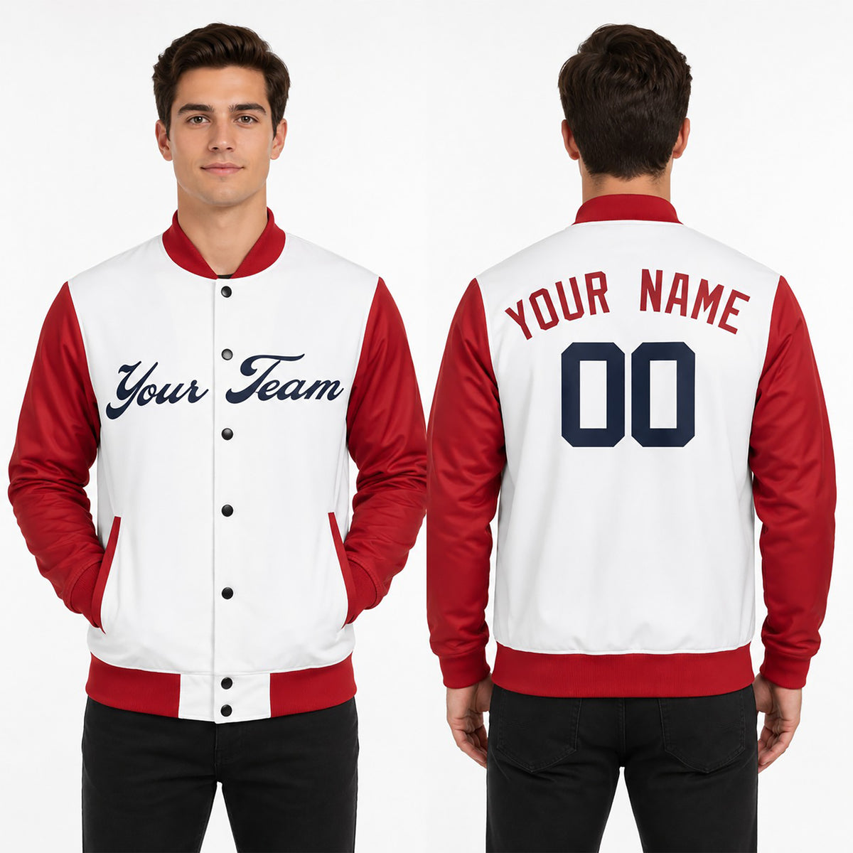 Personalized Atlanta Braves Varsity Jacket – White Red Alternate Style, Custom Name & Number-1