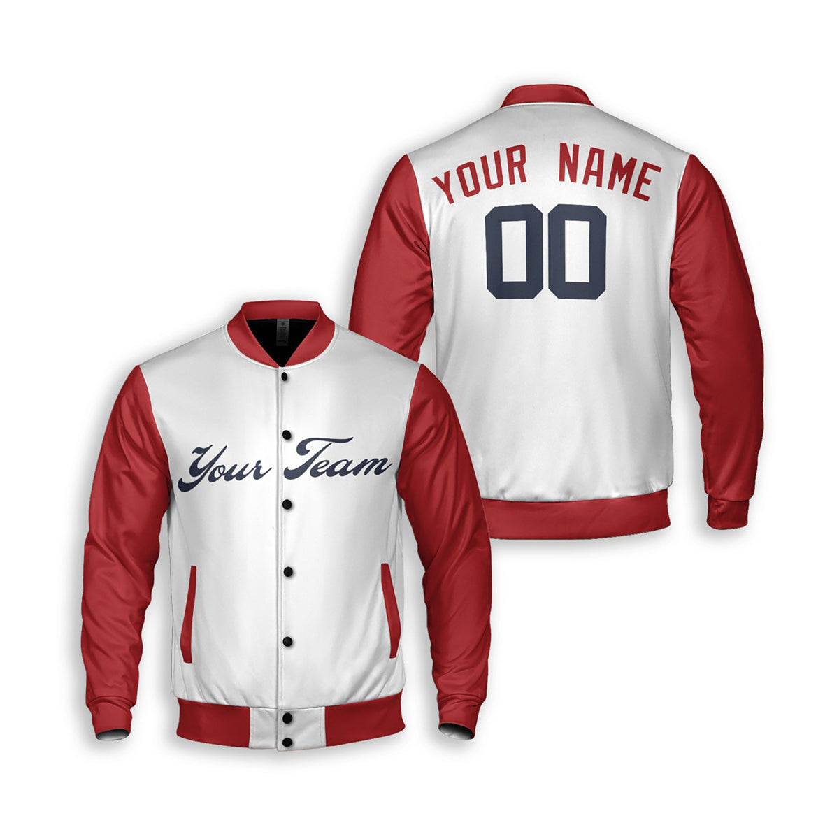 Personalized Atlanta Braves Varsity Jacket – White Red Alternate Style, Custom Name & Number-3