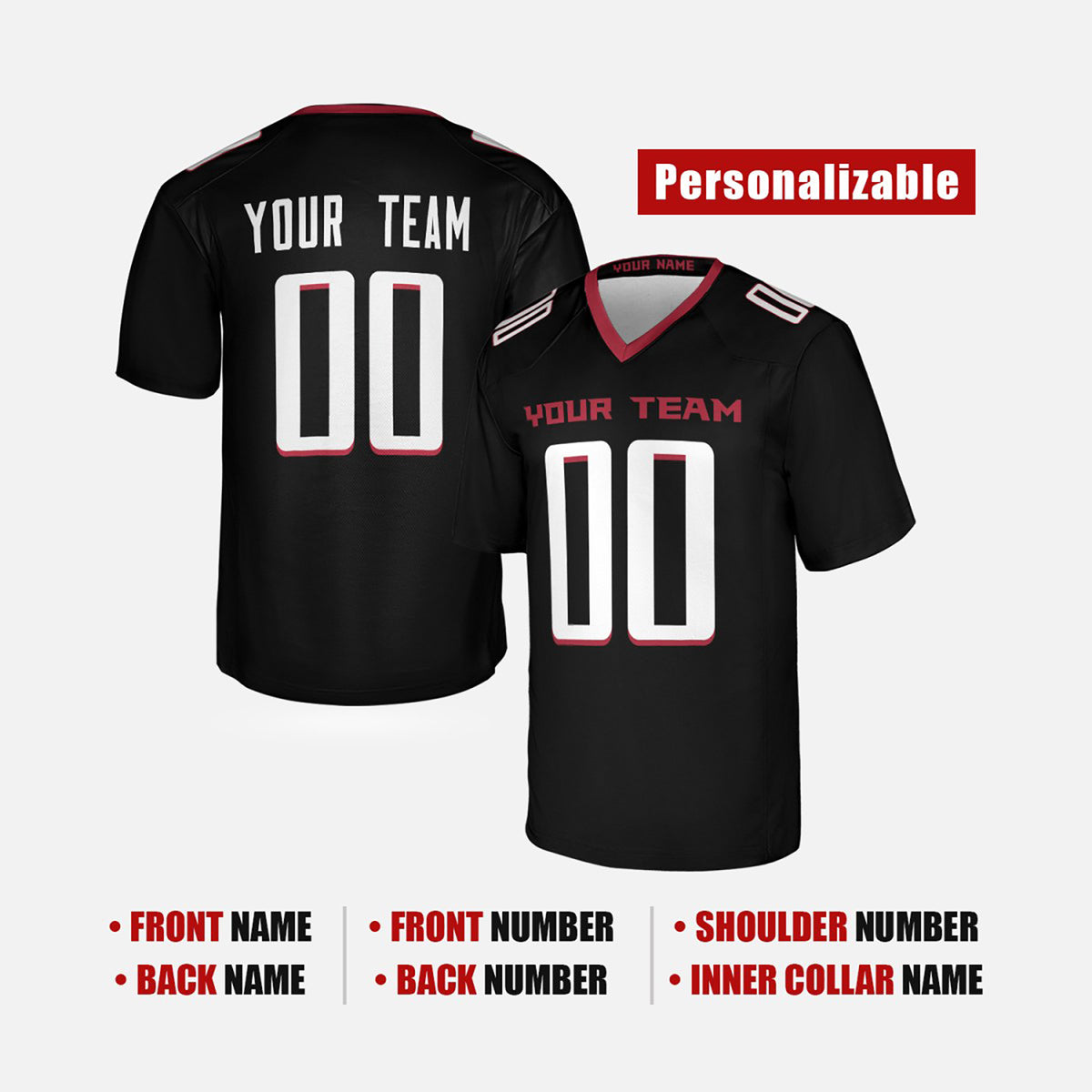 Personalized Atlanta Falcons Football Jersey - Black Fan Style, Custom Name & Number-2