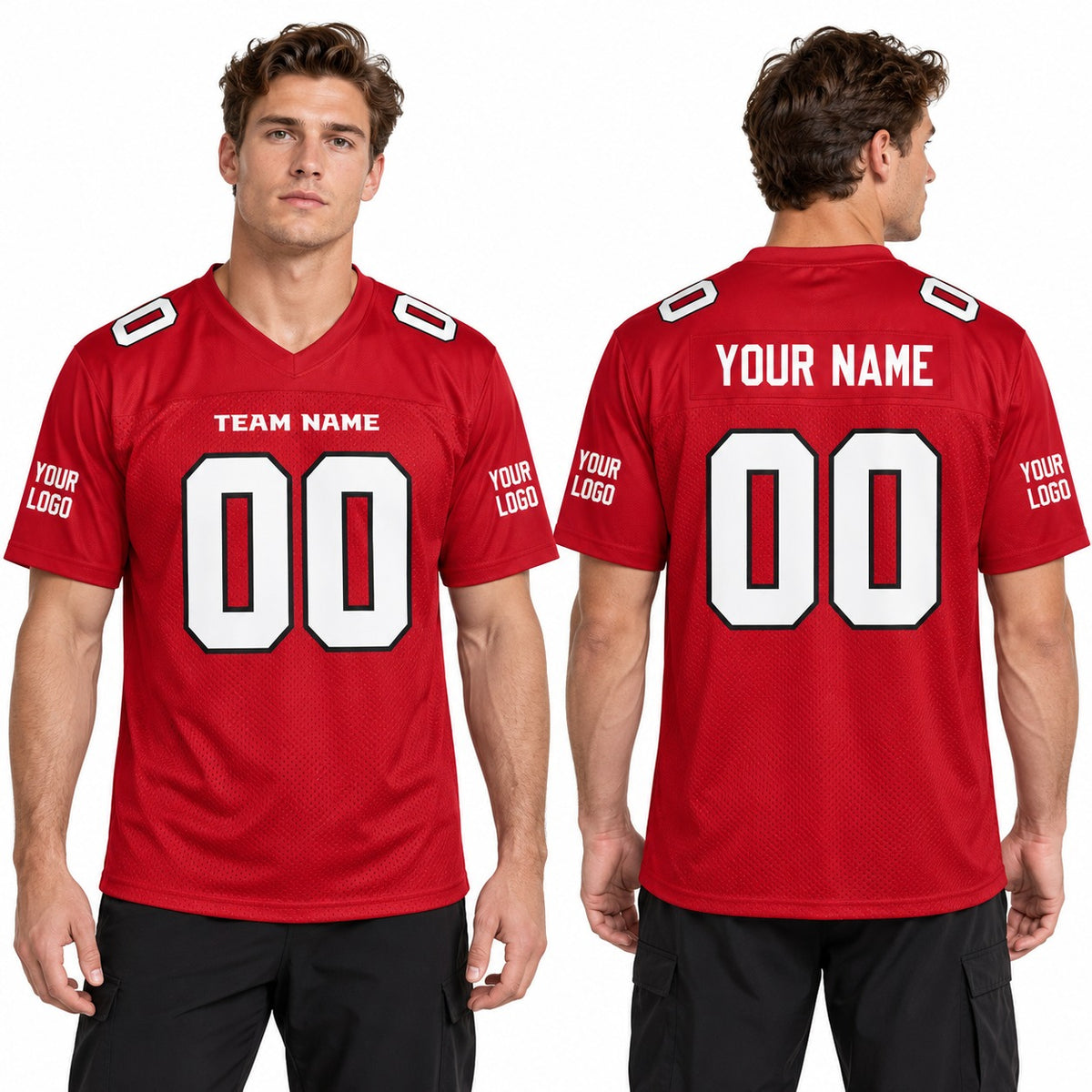 Personalized Atlanta Falcons Football Jersey – Red Game Style, Custom Name Patch, Team Name, Number & Logo-1