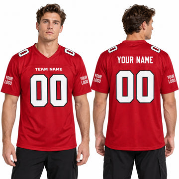 Personalized Atlanta Falcons Football Jersey – Red Game Style, Custom Name Patch, Team Name, Number & Logo-1