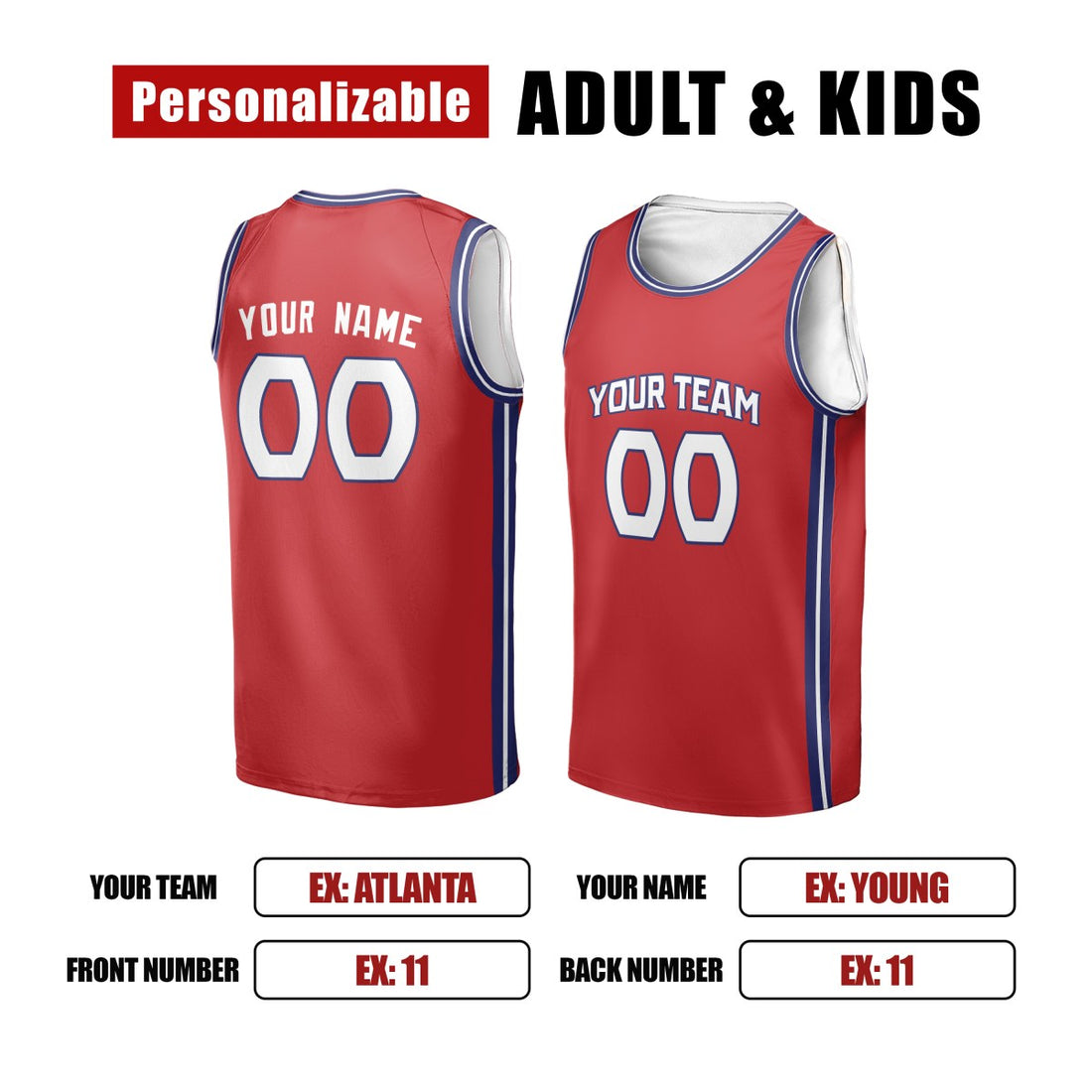 Personalized Atlanta Hawks Basketball Jersey - Red 2013/14 Hardwood Classics Swingman Style, Custom Name & Number-1