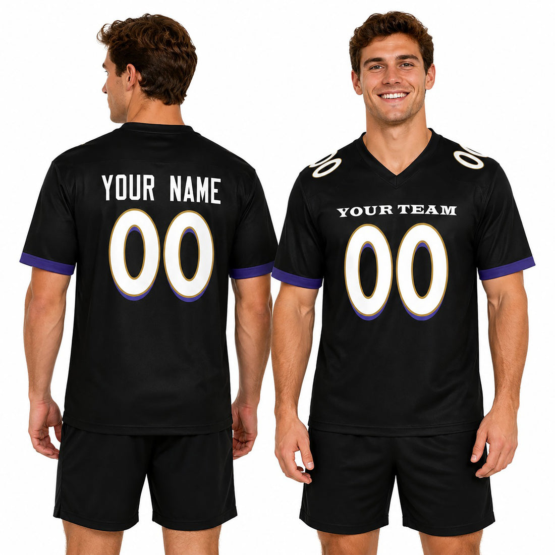 Personalized Baltimore Ravens Football Jersey - Black Fan Style, Custom Name & Number-1