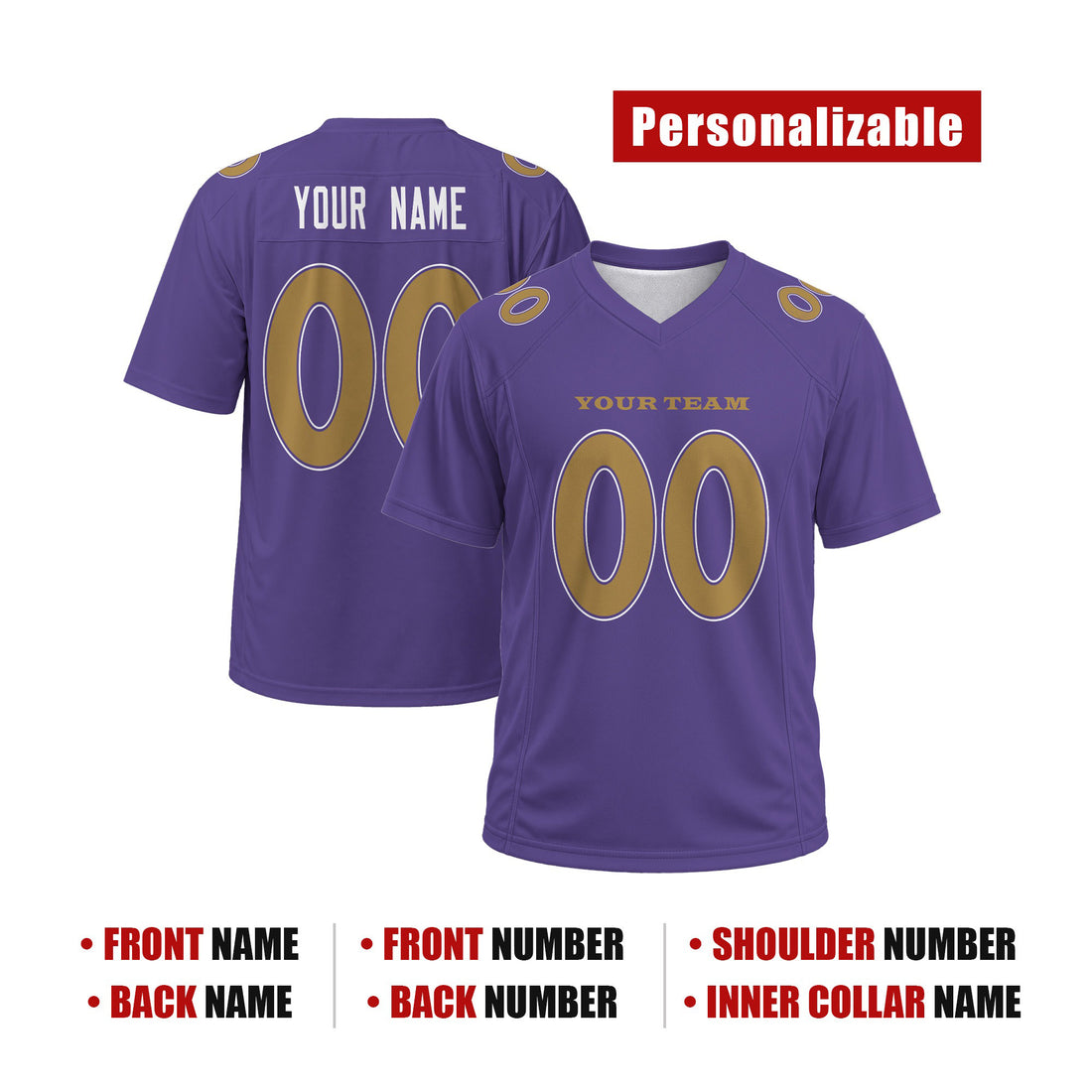 Personalized Baltimore Ravens Football Jersey – Purple Alternate Game Style, Custom Name & Number-1