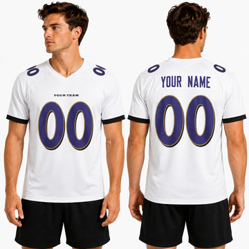 Personalized Baltimore Ravens Football Jersey – White Fuse Style, Custom Name & Number-1