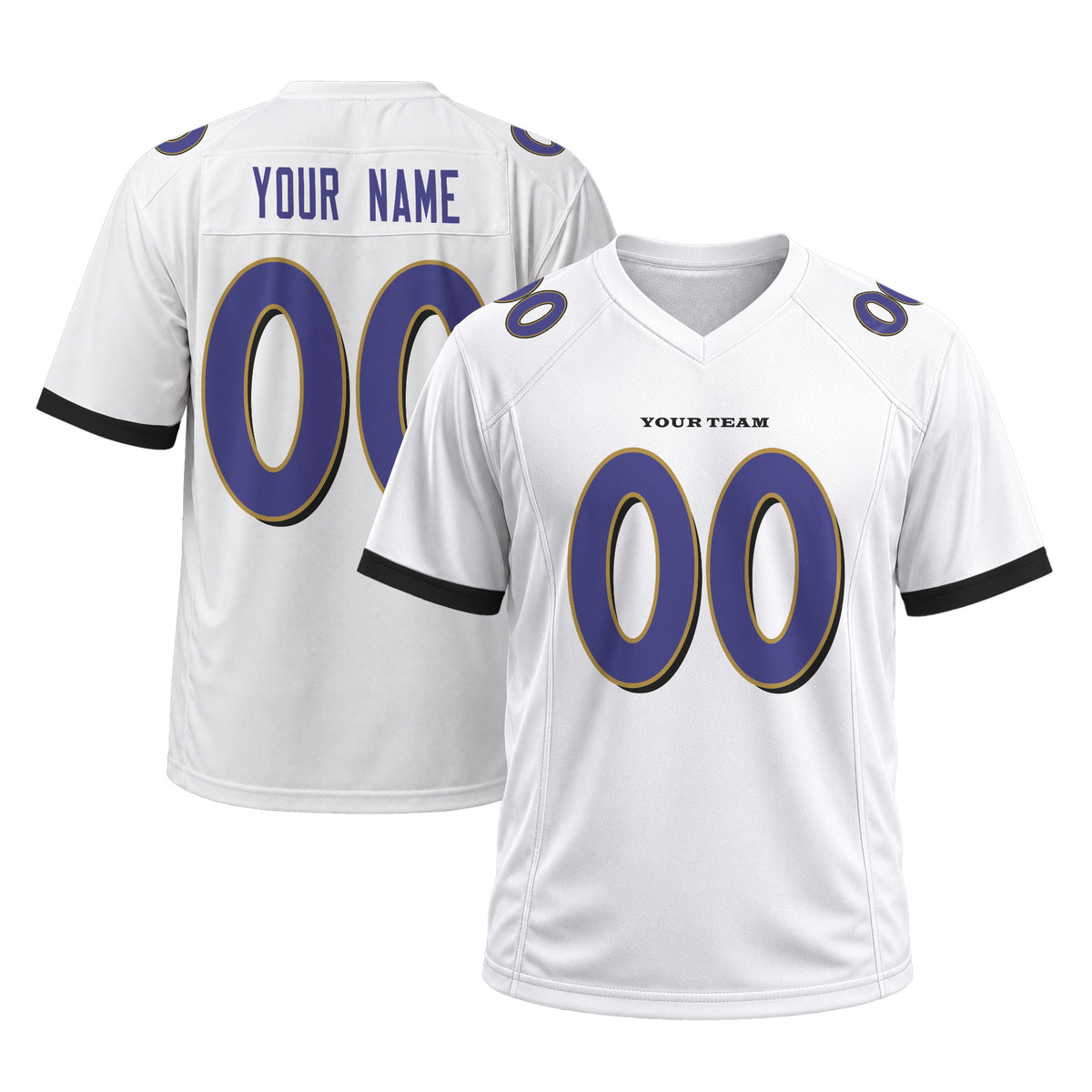 Personalized Baltimore Ravens Football Jersey – White Fuse Style, Custom Name & Number-3