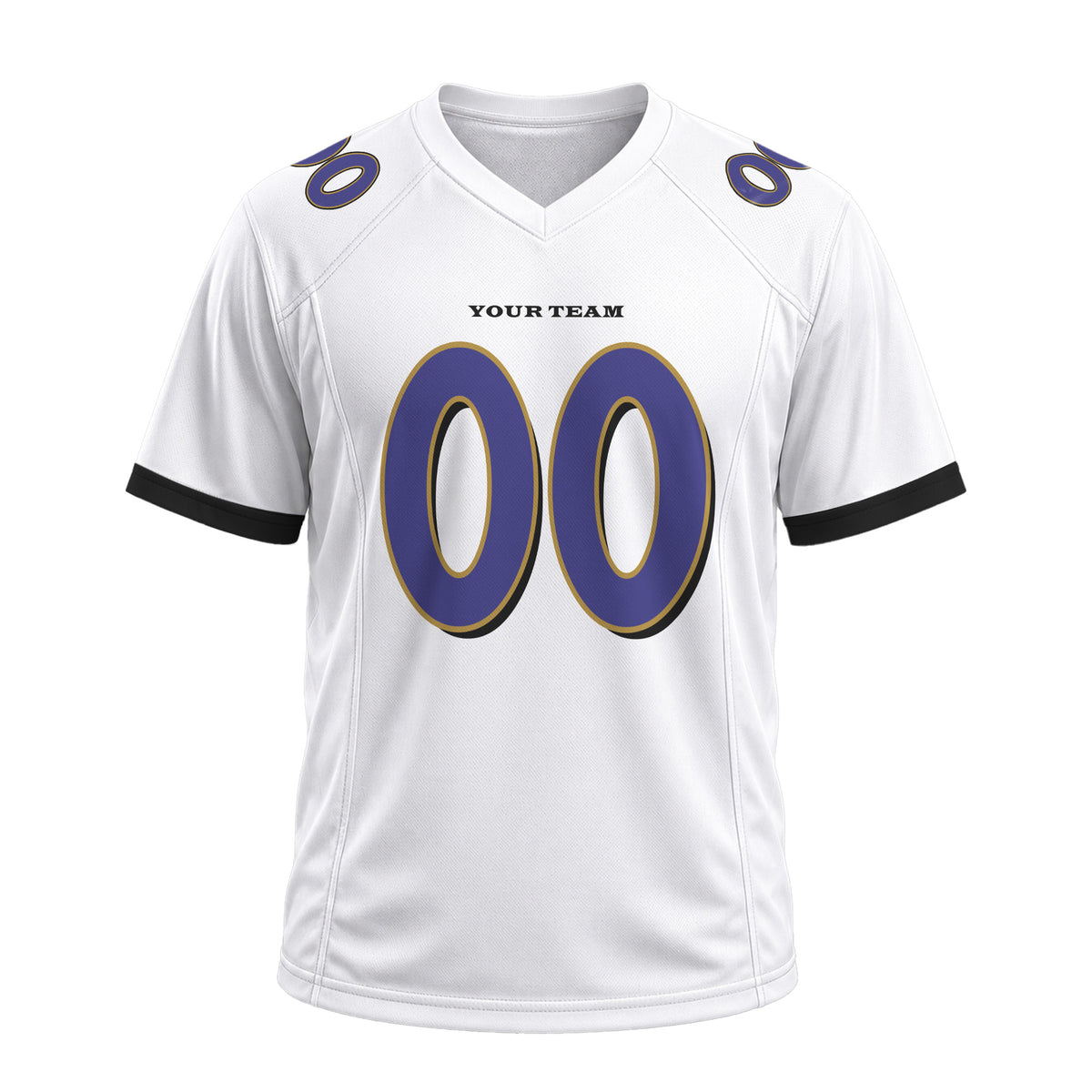 Personalized Baltimore Ravens Football Jersey – White Fuse Style, Custom Name & Number-4