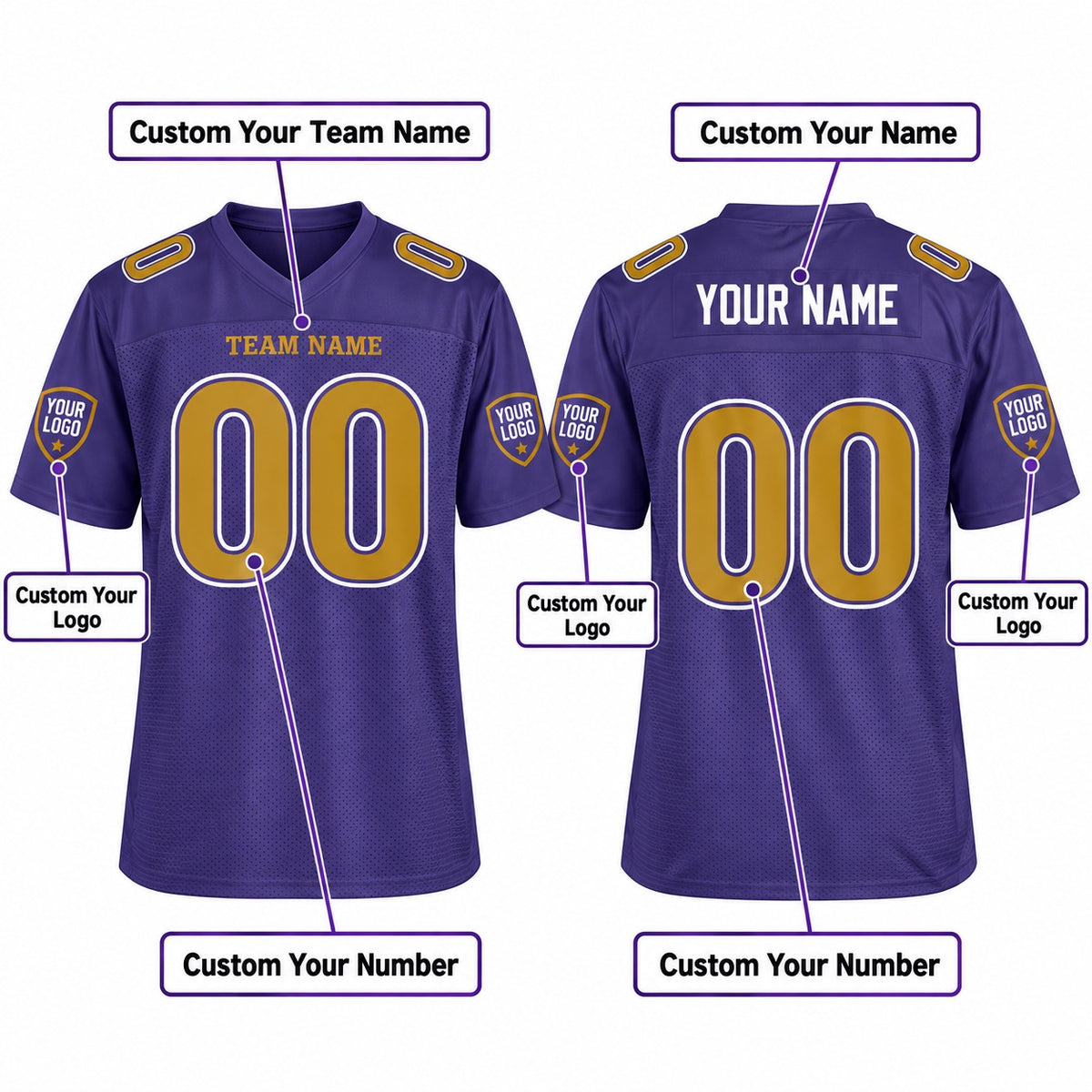 Personalized Baltimore Ravens Football Jersey – Purple Alternate Style, Custom Name Patch, Team Name, Number & Logo-2