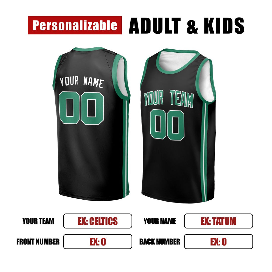 Personalized Boston Celtics Basketball Jersey - Black Swingman Statement Style, Custom Name & Number-1