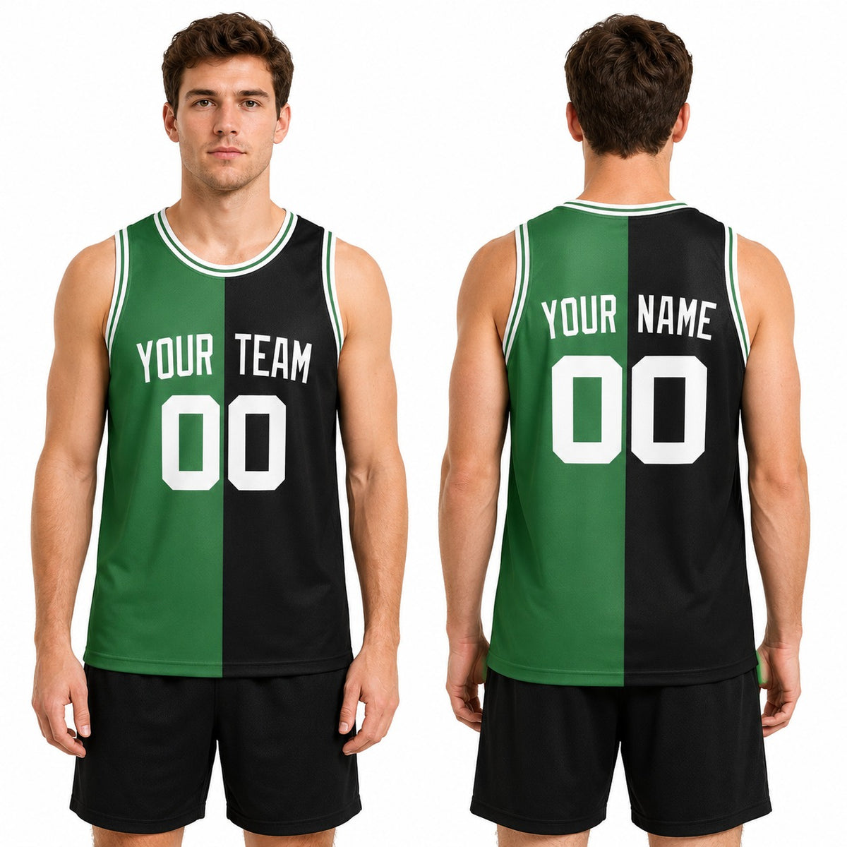 Personalized Boston Celtics Basketball Jersey - Green Black Split 2007/08 Hardwood Classics Swingman Style, Custom Name & Number-1