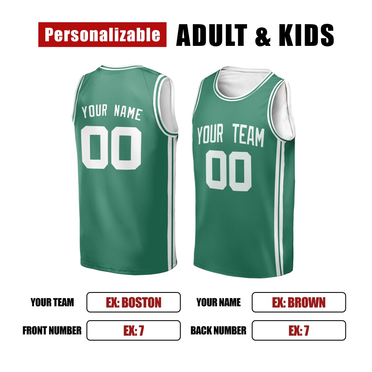 Personalized Boston Celtics Basketball Jersey - Green Swingman Icon Style, Custom Name & Number-2