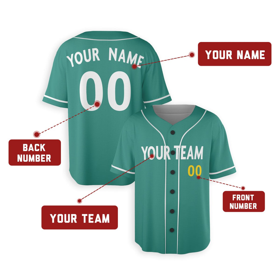 Personalized Boston Red Sox Baseball Jersey - Green City Style, Custom Name & Number-1