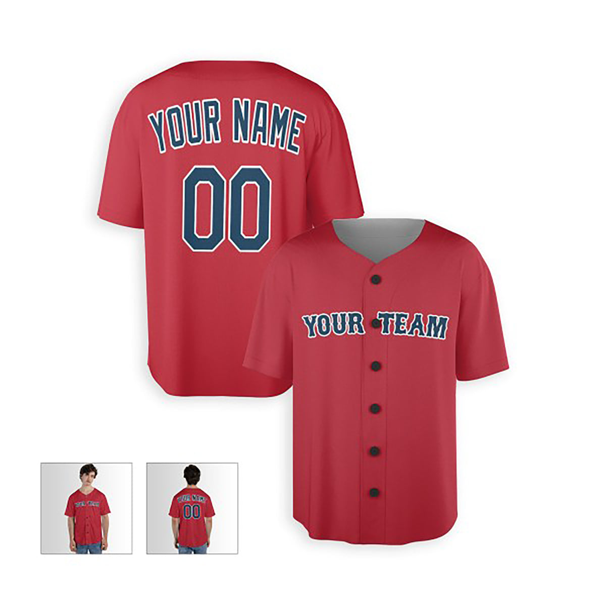Personalized Boston Red Sox Baseball Jersey - Red Alternate Style, Custom Name & Number-3