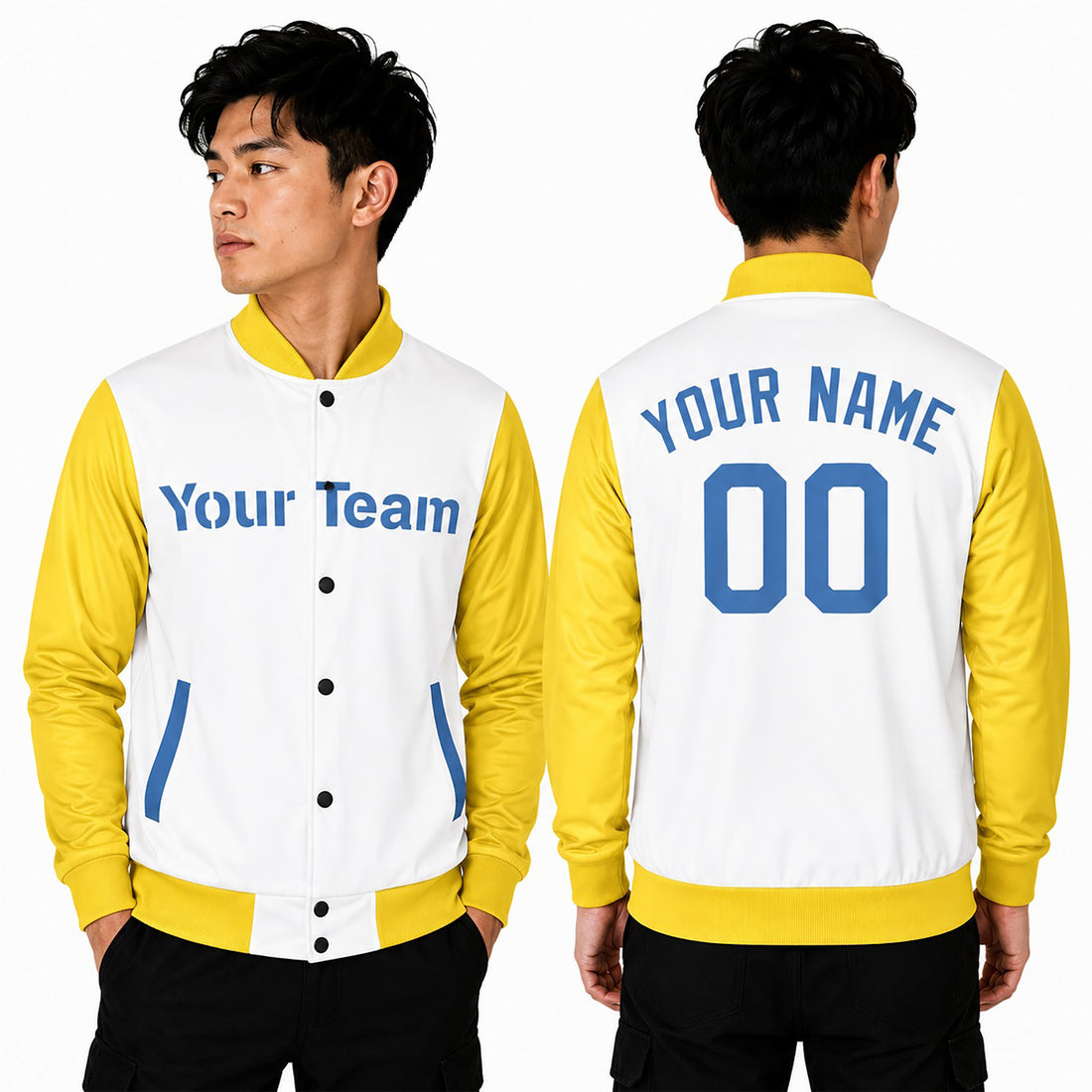 Personalized Boston Red Sox Varsity Jacket – White Yellow City Style, Custom Name & Number-1