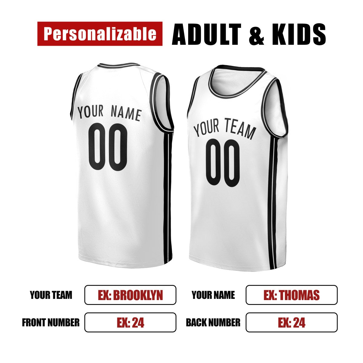 Personalized Brooklyn Nets Basketball Jersey - White Swingman Association Style, Custom Name & Number-2