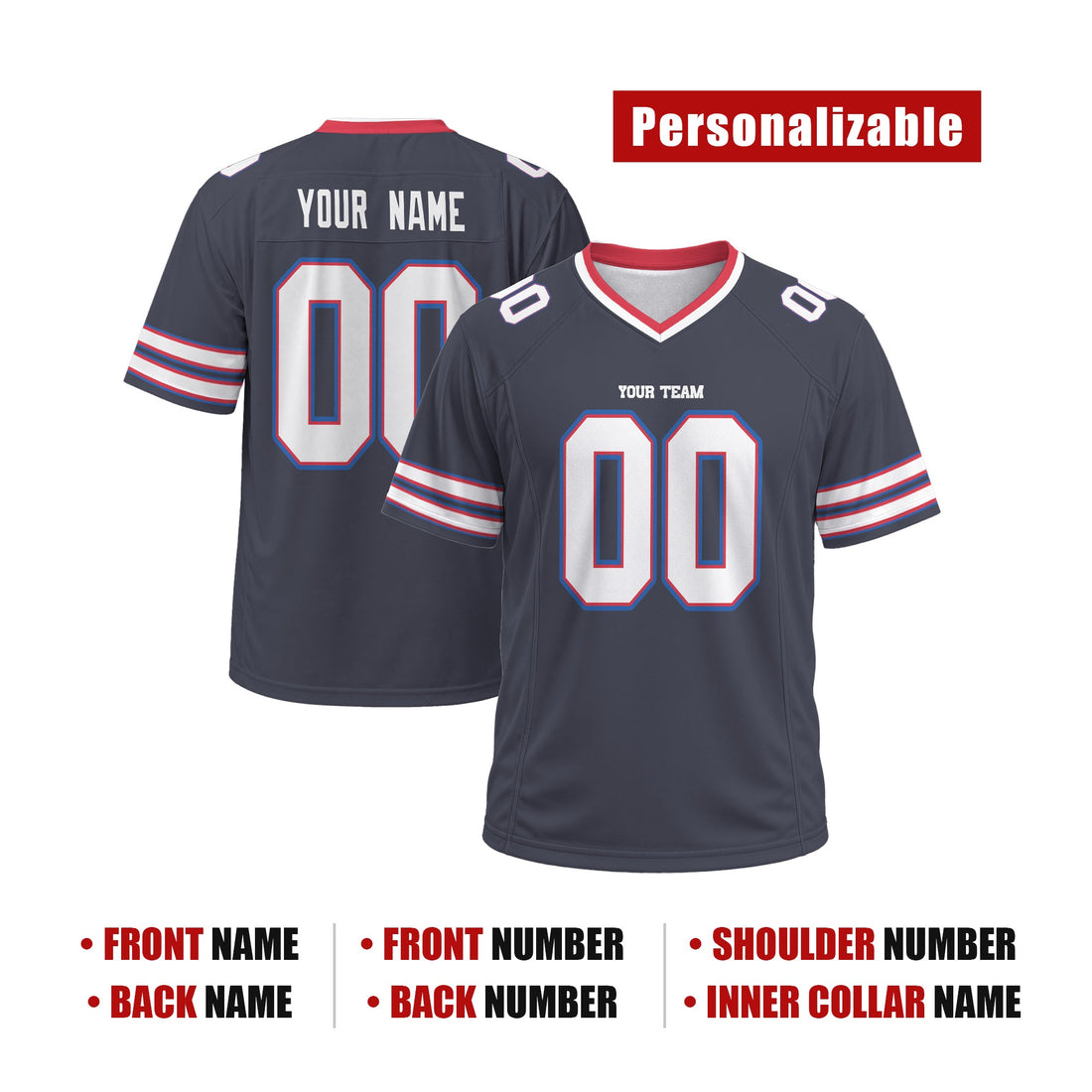 Personalized Buffalo Bills Football Jersey – Navy Inverted Team Game Day Style, Custom Name & Number-1
