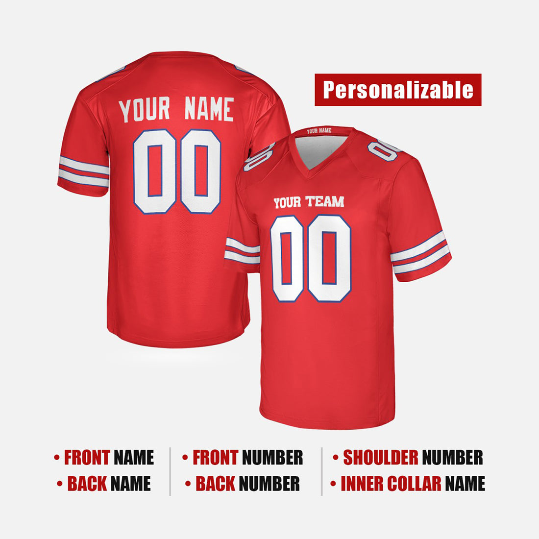 Personalized Buffalo Bills Football Jersey - Red Alternate Style, Custom Name & Number-1