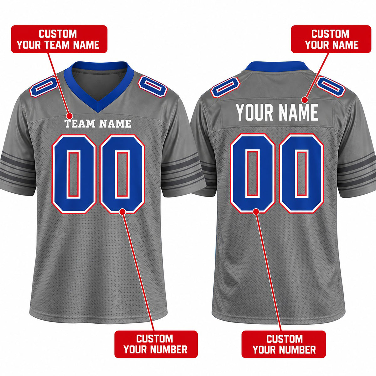 Personalized Buffalo Bills Football Jersey – Gray Nickel City Style, Custom Name Patch, Team Name, Number & Logo-2
