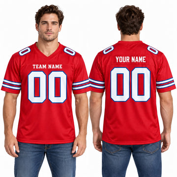 Personalized Buffalo Bills Football Jersey – Red Alternate Style, Custom Name Patch, Team Name, Number & Logo-1