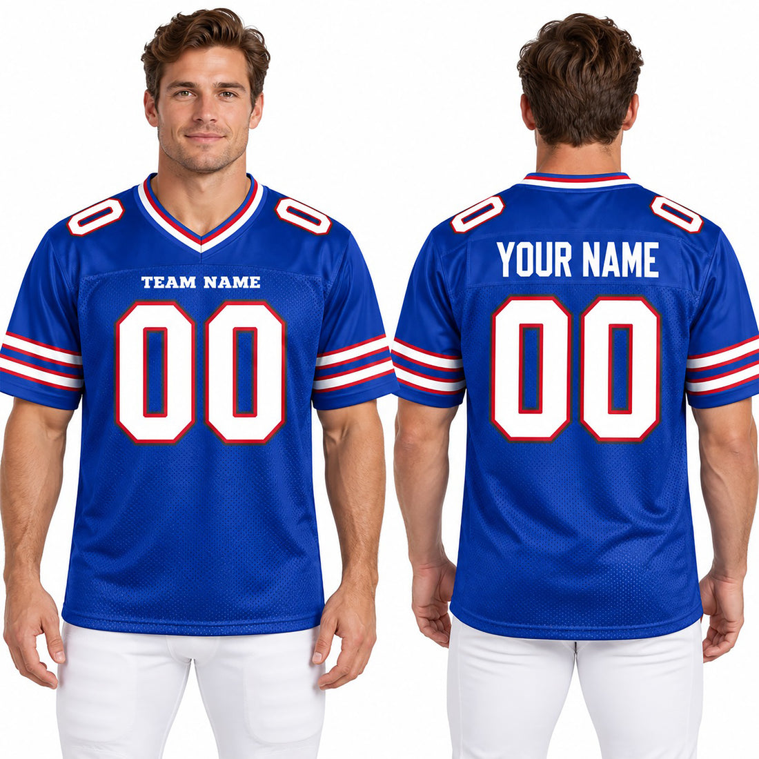 Personalized Buffalo Bills Football Jersey – Royal Game Style, Custom Name Patch, Team Name, Number & Logo-1