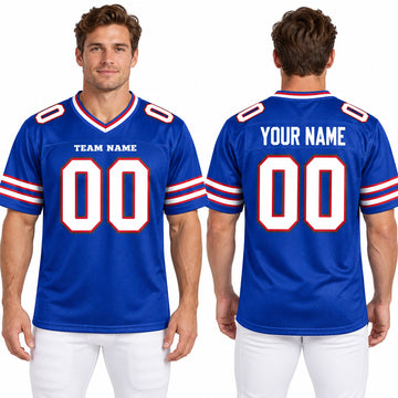 Personalized Buffalo Bills Football Jersey – Royal Game Style, Custom Name Patch, Team Name, Number & Logo-1
