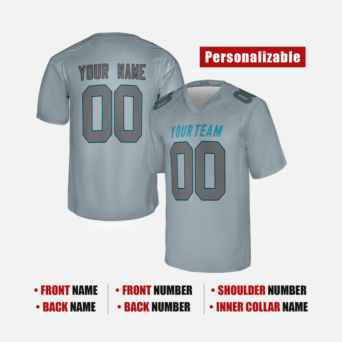 Personalized Carolina Panthers Football Jersey - Gray Atmosphere Fashion Game Style, Custom Name & Number-2