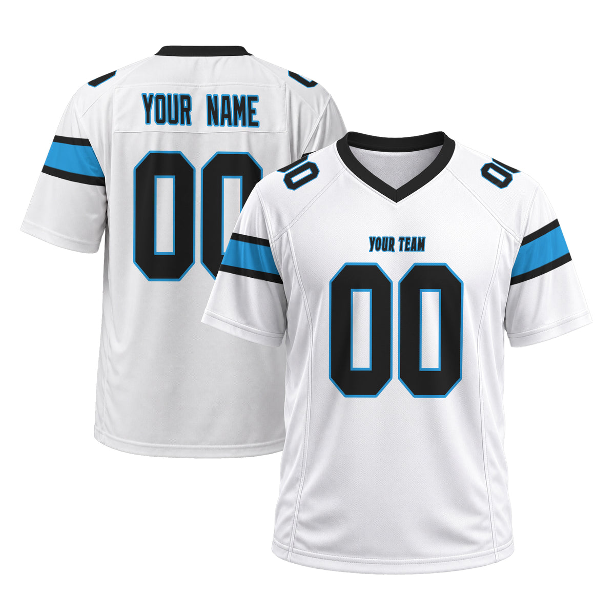 Personalized Carolina Panthers Football Jersey – White Fuse Game Day Style, Custom Name & Number-3