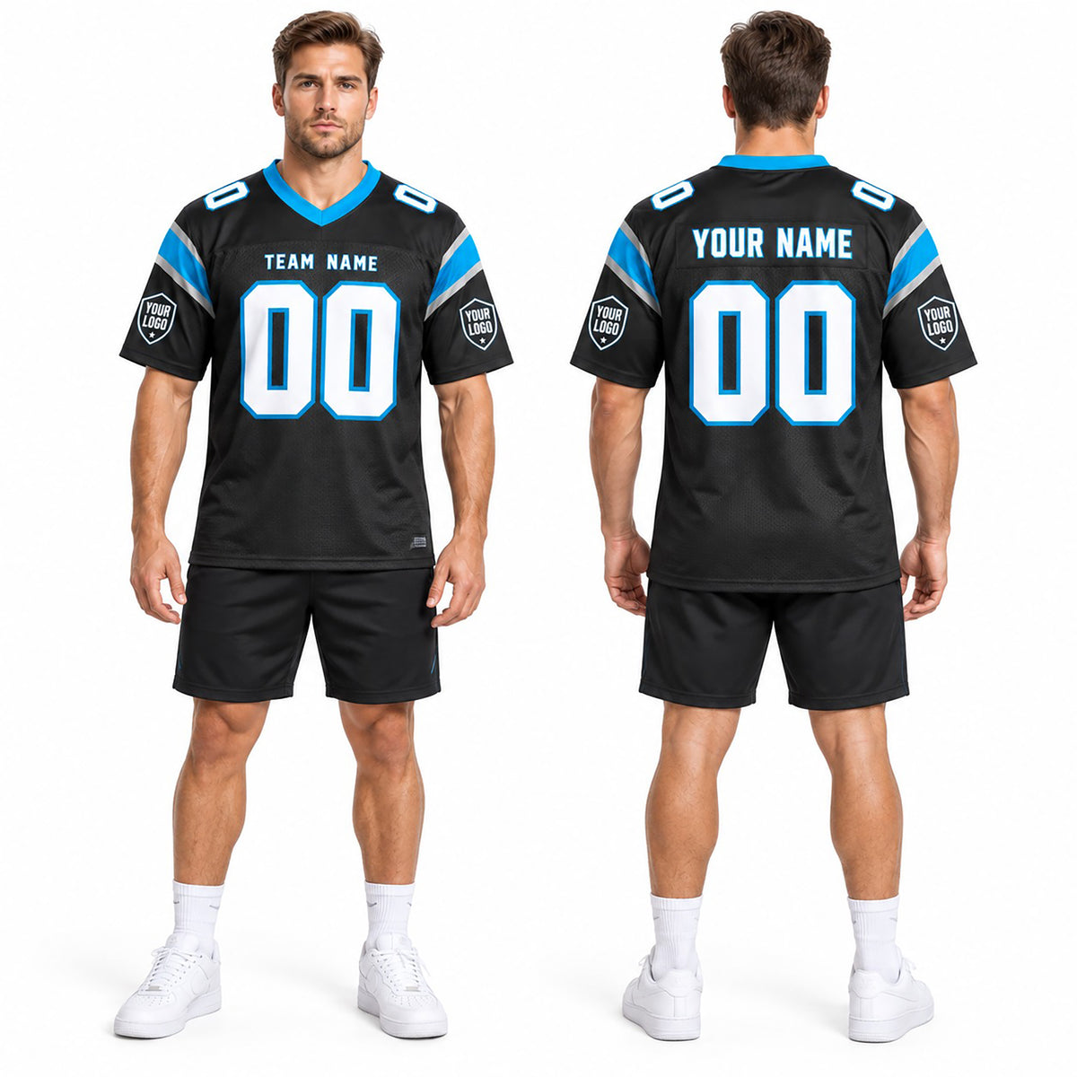 Personalized Carolina Panthers Football Jersey – Black Game Style, Custom Name Patch, Team Name, Number & Logo-1